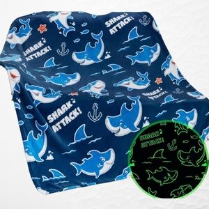Shark Glow in The Dark Throw Blanket Size 50" x 60"